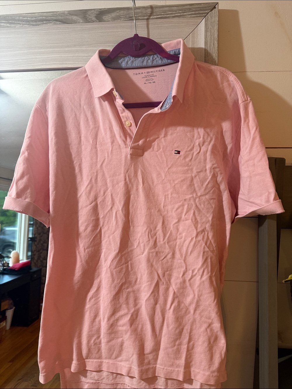Tommy Hilfiger Men’s Light Pink Polo Shirt with Chest Logo